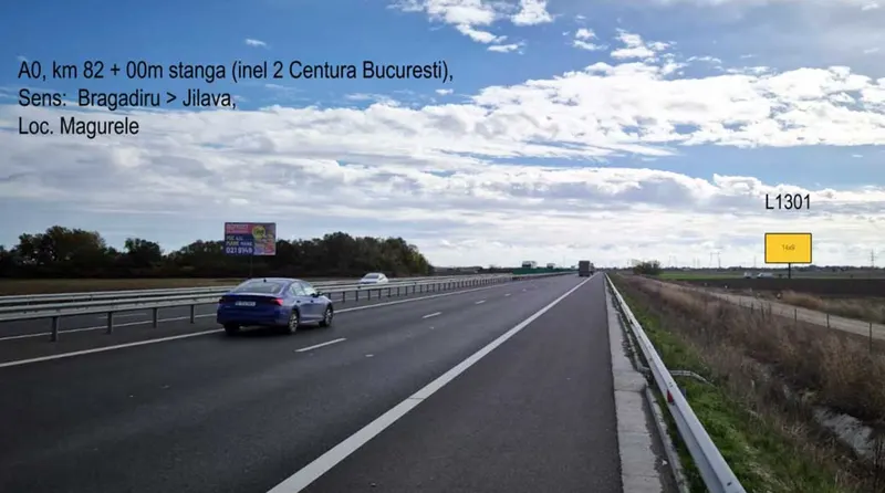 Panou publicitar 14x9 m pe Autostrada A0 km 82 Magurele, sens Bragadiru spre Jilava