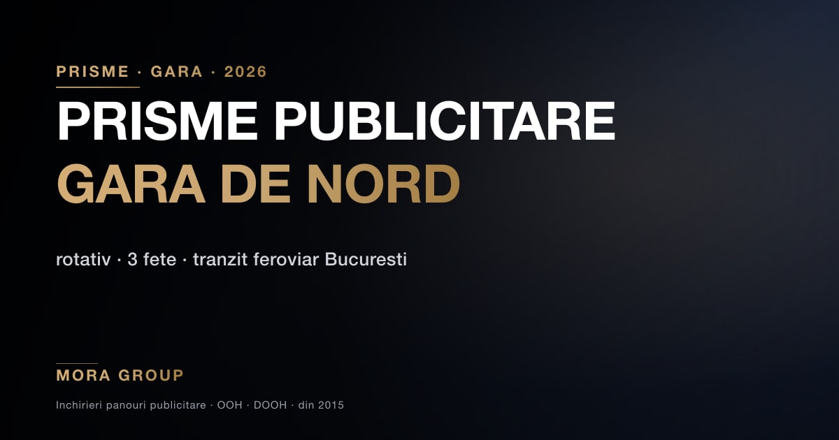 Prisme publicitare Gara de Nord — triface mecanic Mora Group