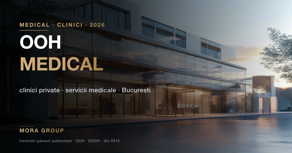 Panou publicitar clinica privata stomatologie servicii medicale Bucuresti campanie OOH 2026