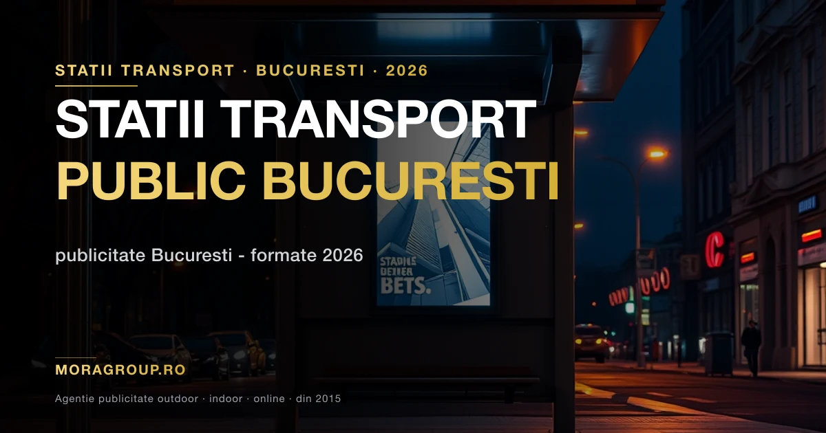 Publicitate in statii de transport public Bucuresti — adaposturi STB si bus shelter